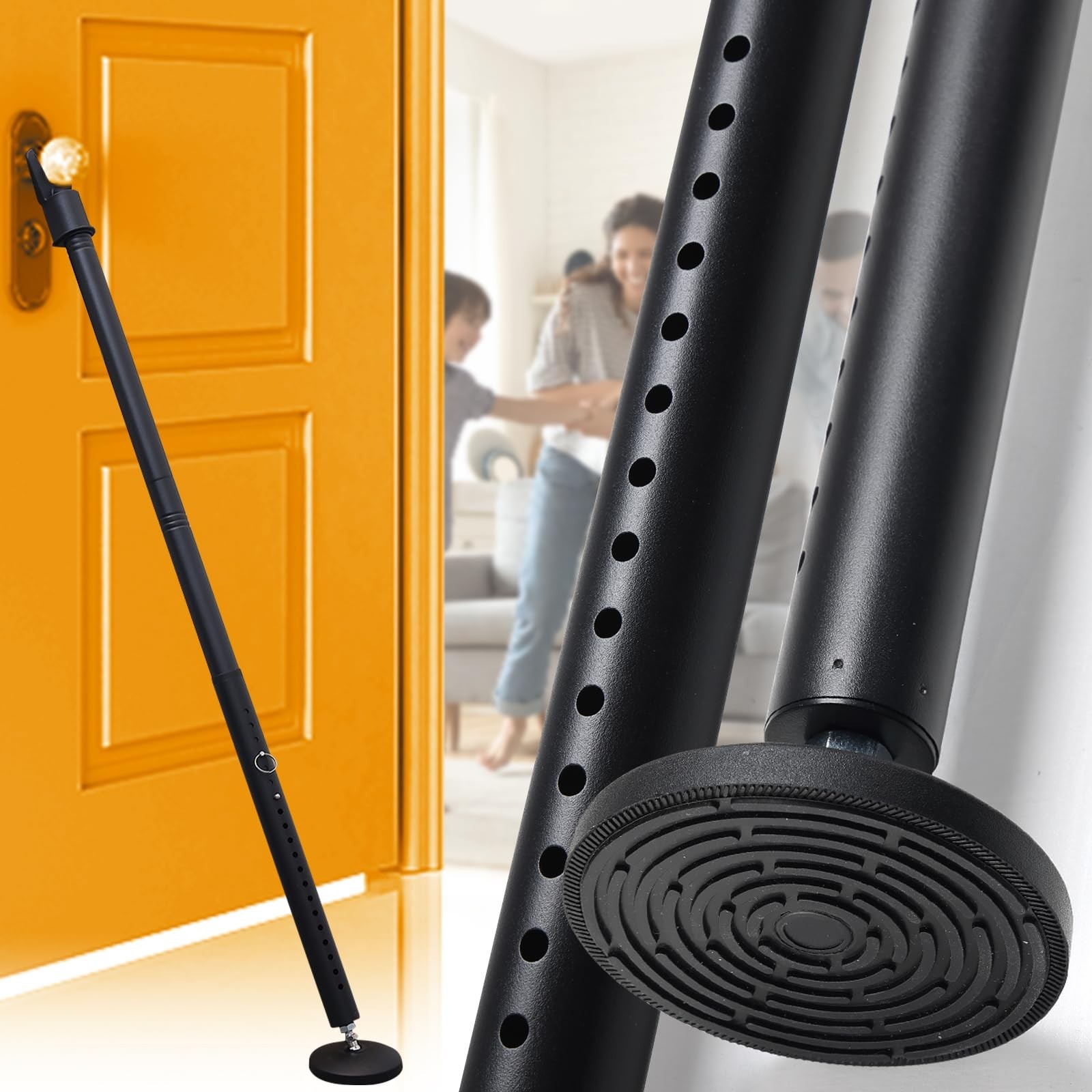 600LB Door Barricade Security bar- 24.5-50.7'’ Adjustable Door Stopper Sti