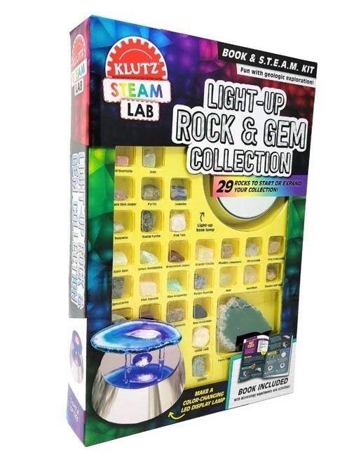 New Klutz Light-Up Rock & Gem Collection Kit With 29 Rocks Display Light