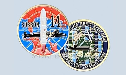 Submarine Squadron Fourteen ComSubRon 14 Challenge Coin USN Holy Loch Scotland