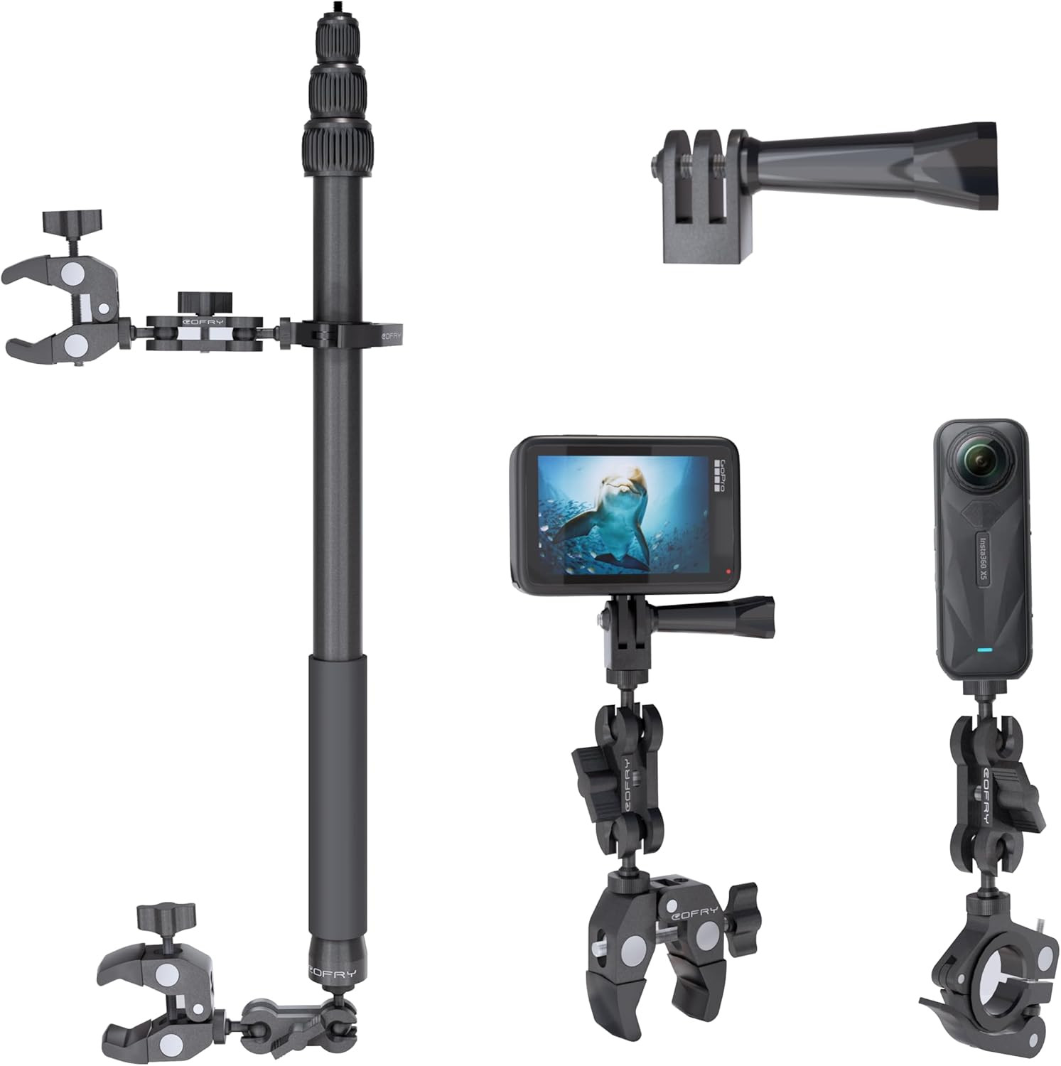 360 Motorcycle Mount Kit, Universal Adjustable Motorcycle Camera Mount for Motor