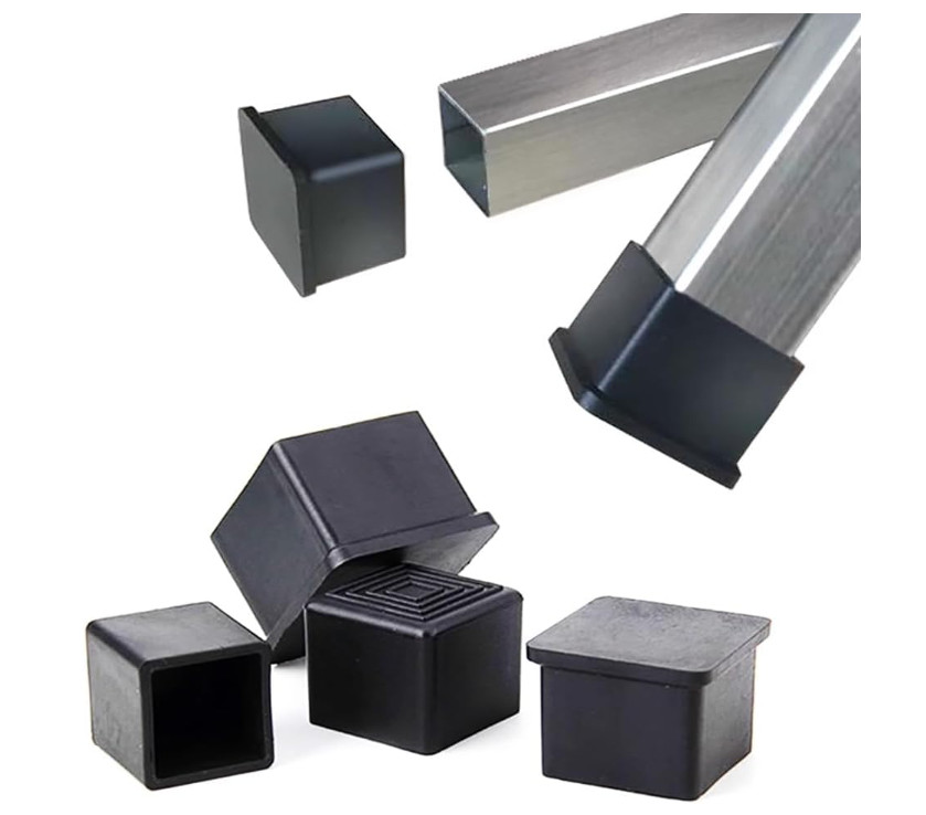 12Pcs 1X1 (25Mmx25Mm) Square Rubber Chair Leg Tips Caps, Chair Table Leg Cover
