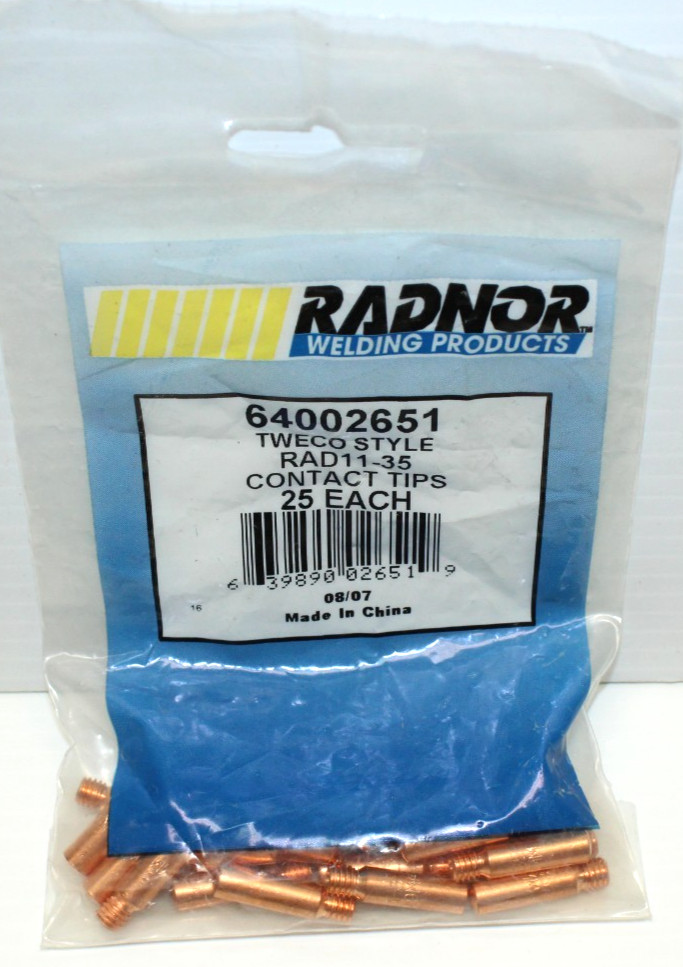 ⭐NEW BAG OF 25⭐ Radnor 11-35 MIG Products Contact Tip .035" Weco Style 64002651