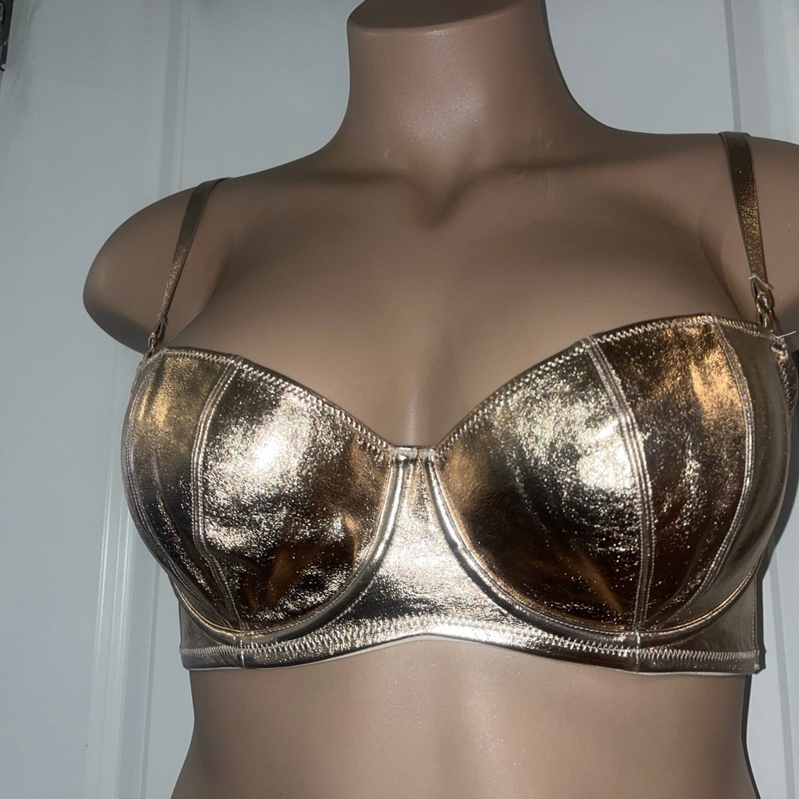 36B METALLIC GOLD VICTORIA'S SECRET DREAM ANGELS LINED BALCONETTE BRA
