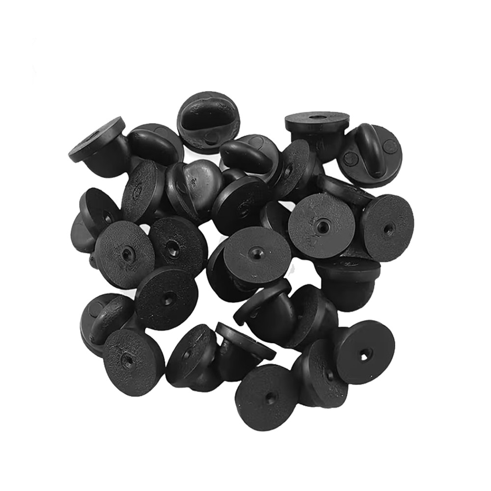 50x Clasps Silicone Rubber Black Pin Badge Black Badge Lapel Clasp