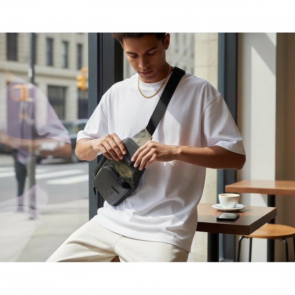Coach Track Belt Bag In Signature Canvas With Green Camo Print CM184