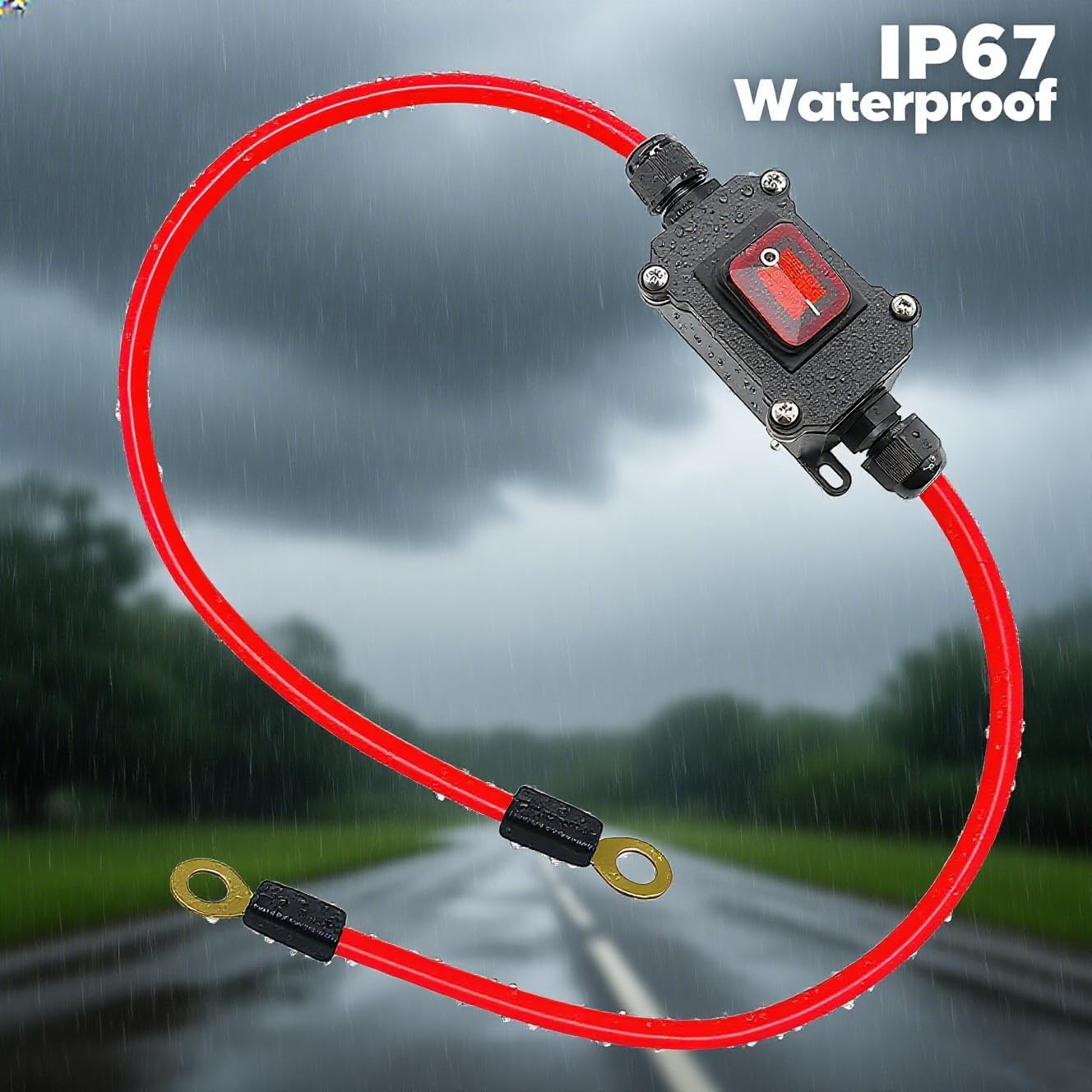12V Inline Power Switch, IP67 Waterproof Battery Disconnect Switch with Dual ...