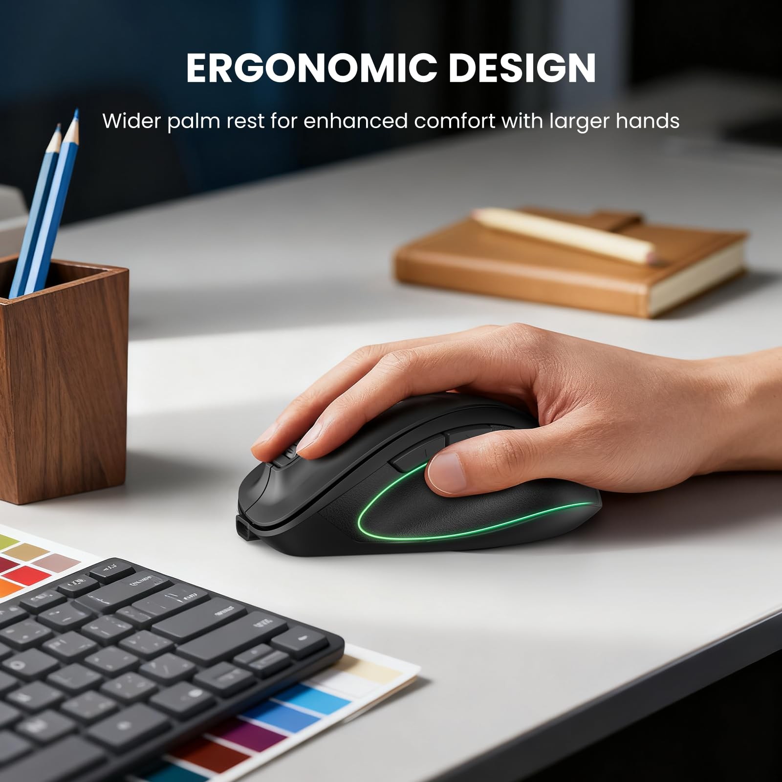 TECKNET Wireless Mouse, Bluetooth Mouse (BT5.0/3.0 & 2.4G) Rechargeable 4800 ...