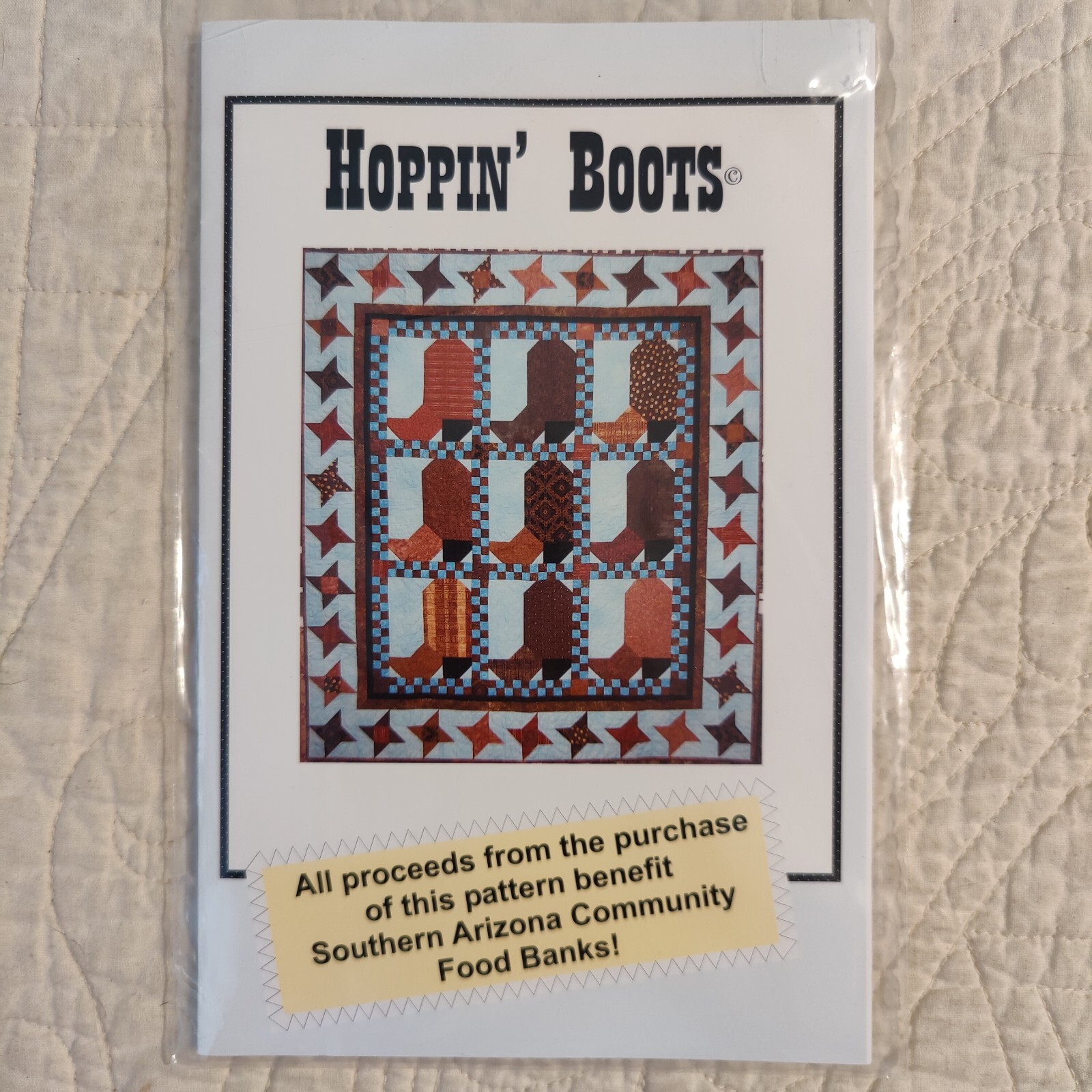 Hoppin Cowboy Boots Patchwork Quilt Pattern 54x60" Western Southwestern Stars