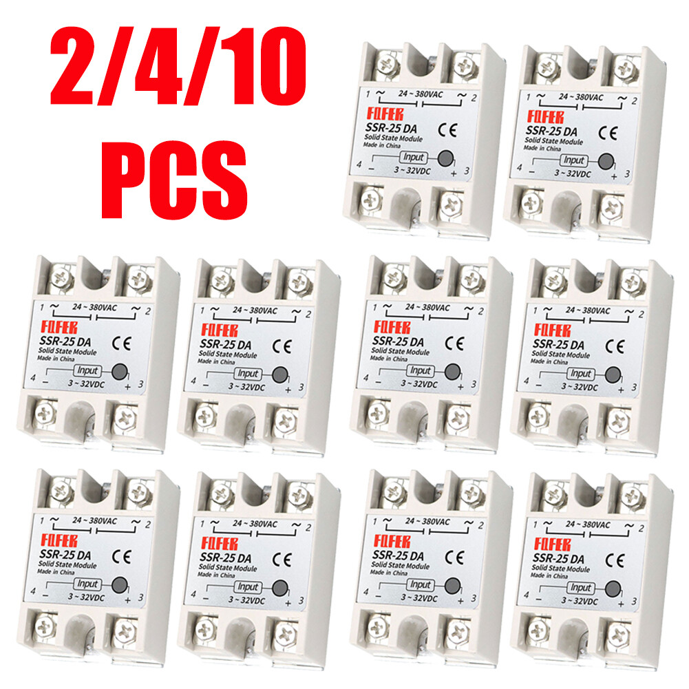 2-10Pcs SSR-25DA Solid State Relay Module 25A DC3-32V Input AC24-380V Output USA