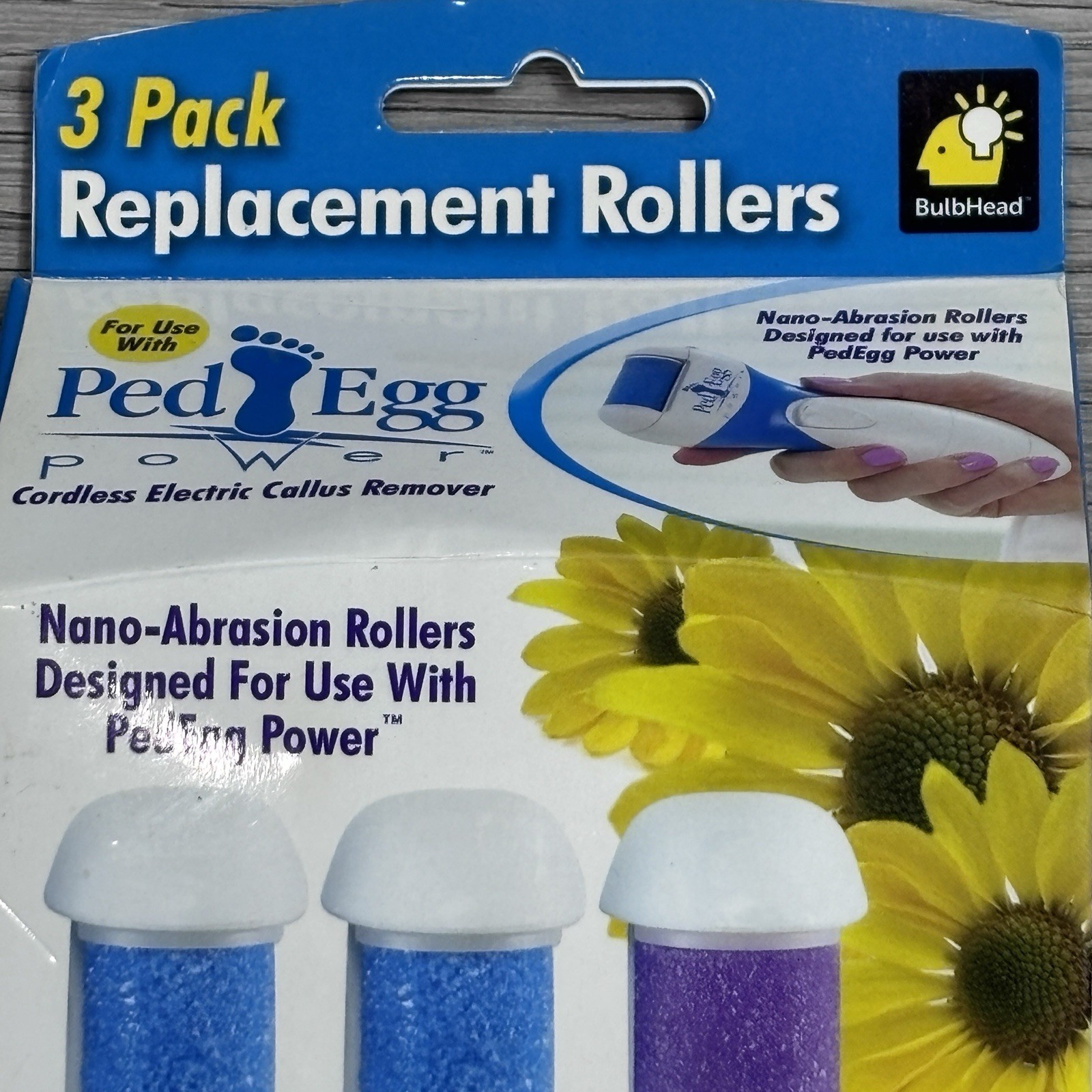 Genuine Ped Egg Power Callus Remover Refill 3 Pack Replacement Rollers NEW