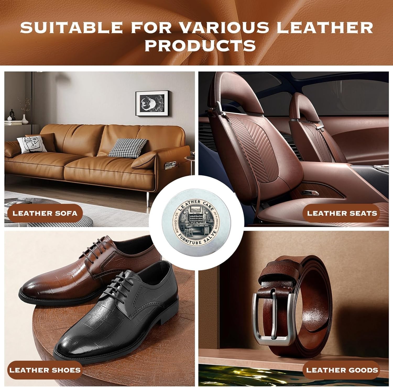 Furniture Salve with Brush for Leather Wood,Upgrade Leather Repair Fix and Prote