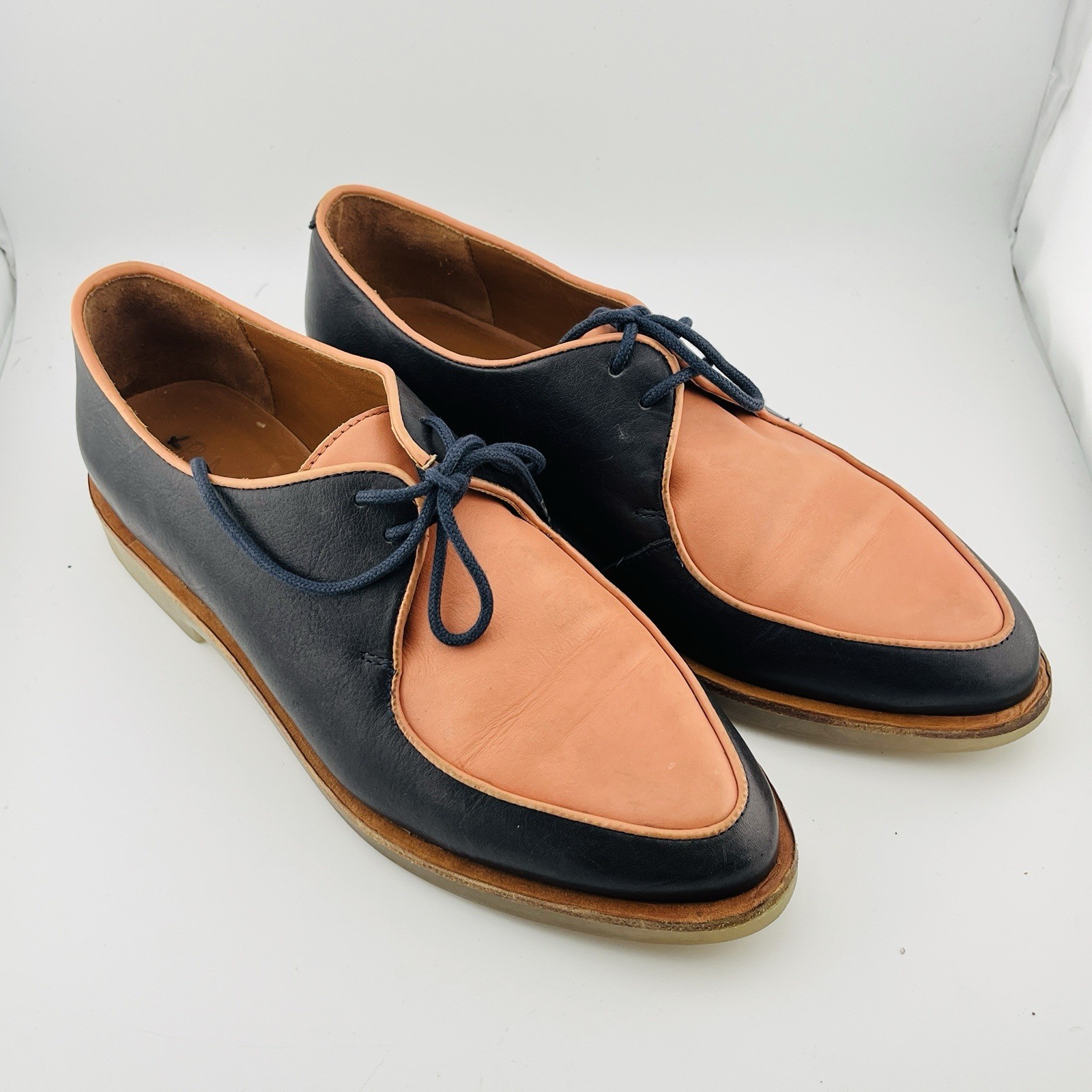 Elk Shoes Lace Up Derby Loafer Terracotta & Black Leather Size EU 37 AU 6 US 6.5