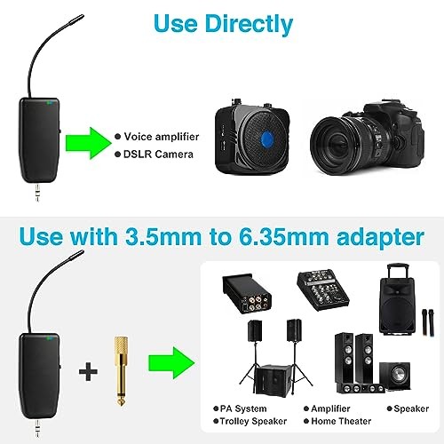 Wireless Microphone System for 2 People,160ft Range, 2.4G Dual Wireless