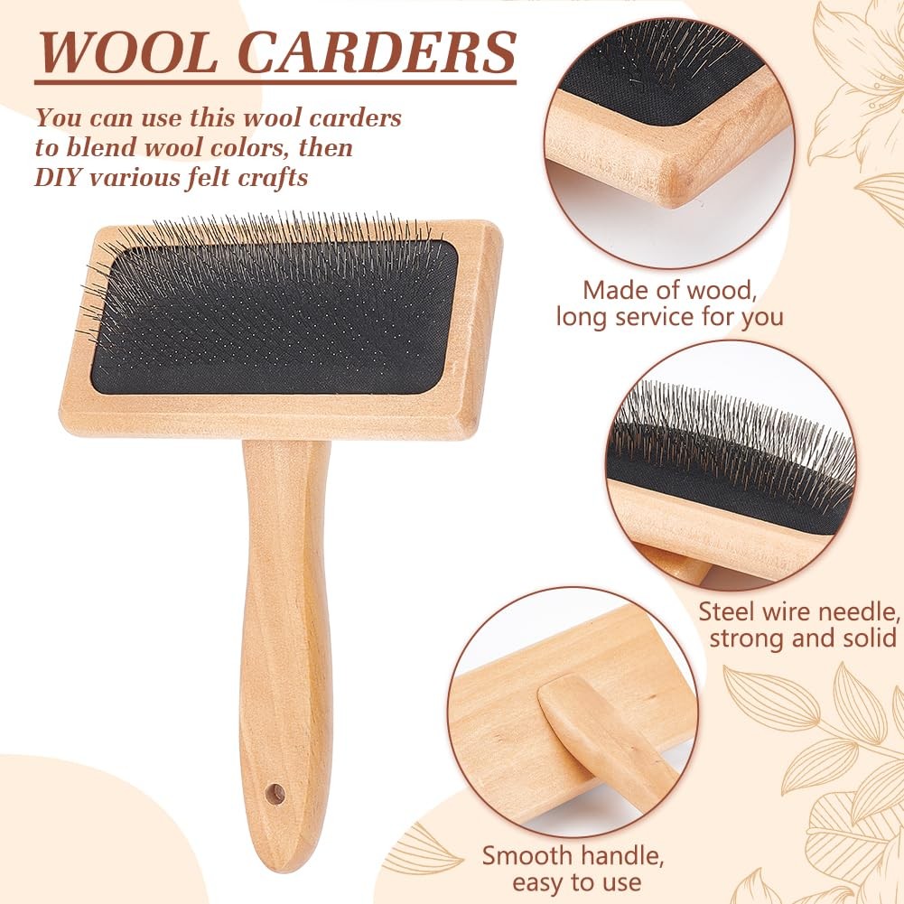 BENECREAT Wool Blending Board Carding Brush Set, 12.5x10.6x0.6inch Fiber...