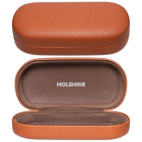 Hard Shell Leather Sunglasses Case,Classic Large Glasses Case for Women Brown