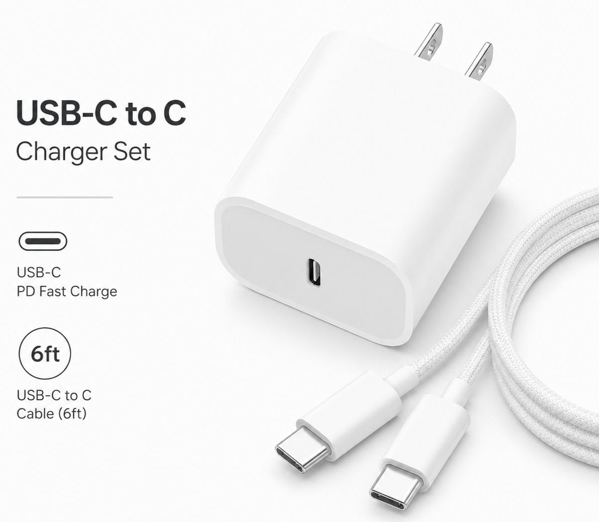 20W Fast Charger For iPhone 17 16 15 Pro Max iPad USB-C Adapter PD 6FT Cable Lot