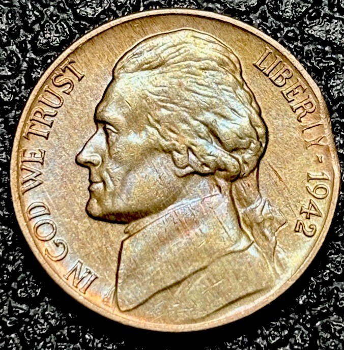 1942-p TYPE 1 FULL STEPS ERROR Jefferson Nickel CLIPPED PLANCHET ERROR!!!!