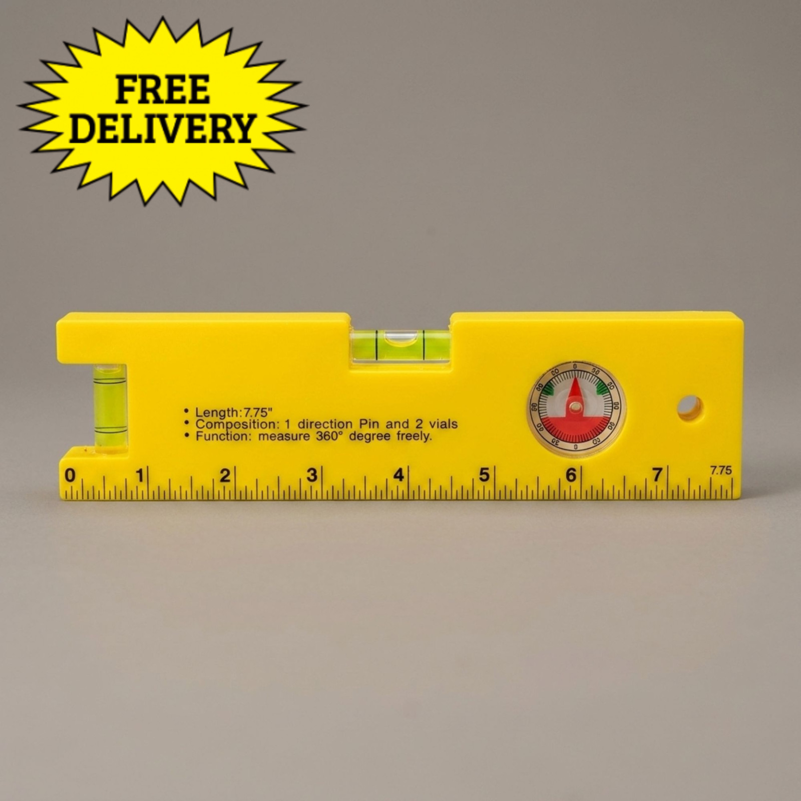 8-inch Magnetic Torpedo Level with 1 Direction Pin, 2 Vials and 360 Degree View
