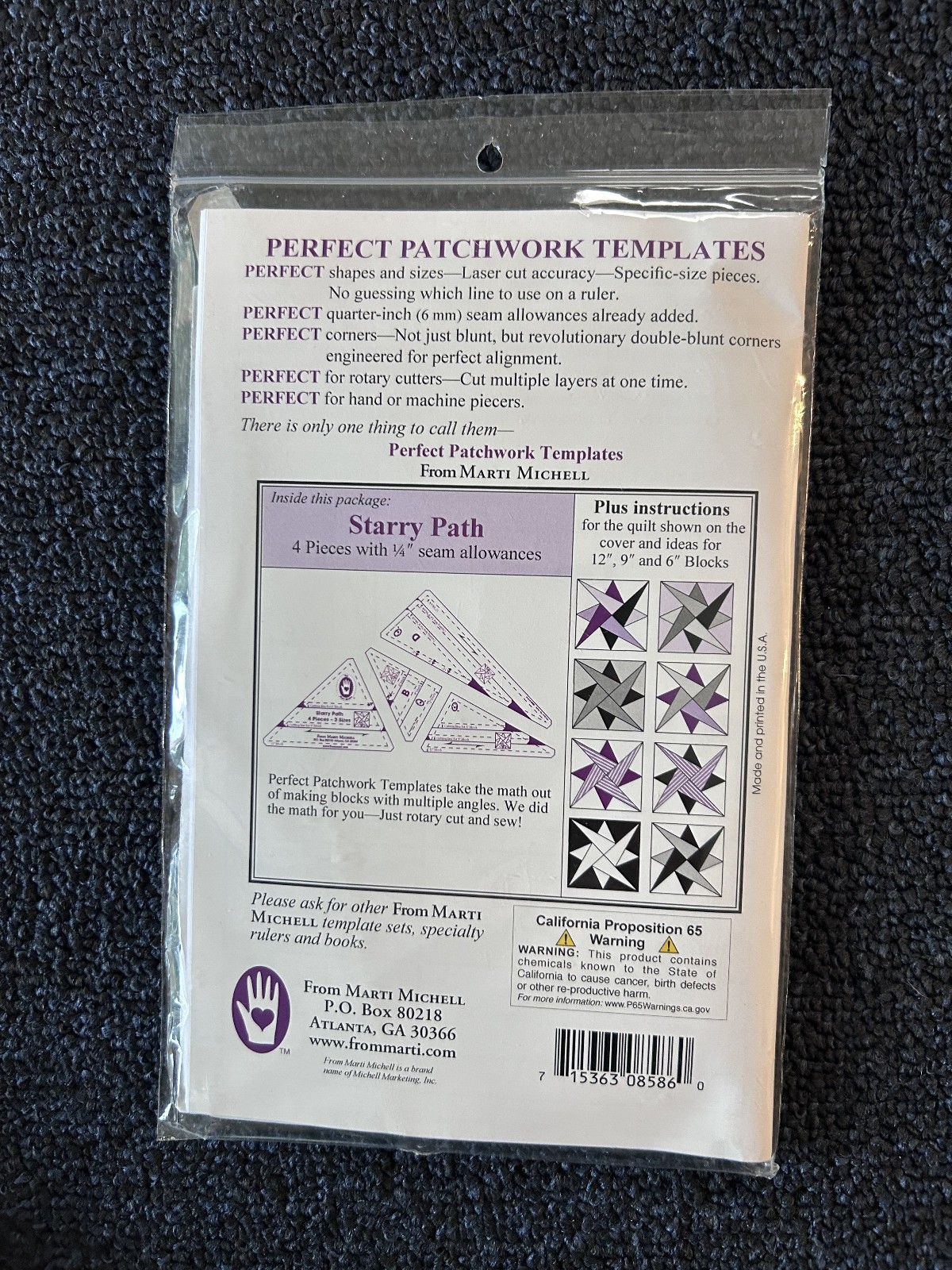 Marti Michell Perfect Patchwork - Starry Path Templates Set #8596 Complete