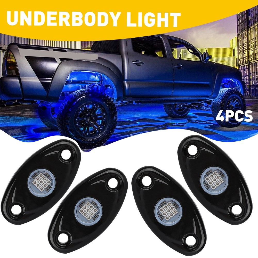 Blue LED Rock Lights For Jeep Off-Road Truck UTV ATV 4Pods Underbody Wheel Light