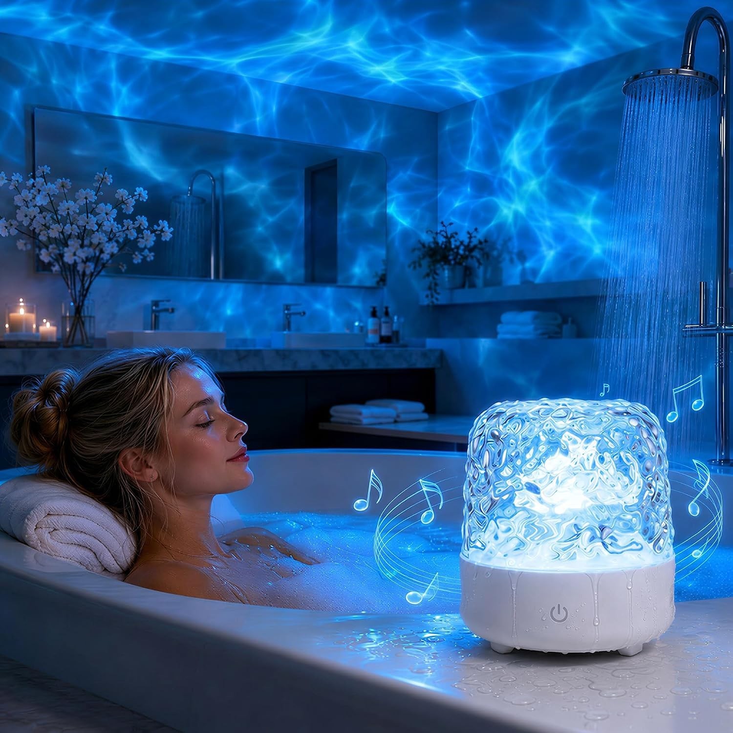 Waterproof Shower Light with Bluetooth Speaker,16 Colors Shower Lamp with Remote