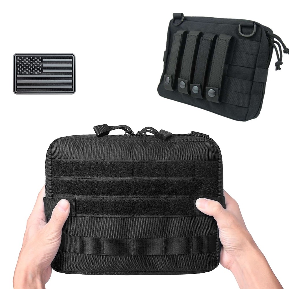 Tactical MOLLE Pouch Horizontal Admin Pouch EDC Pouch Utility Tool Bag Black US