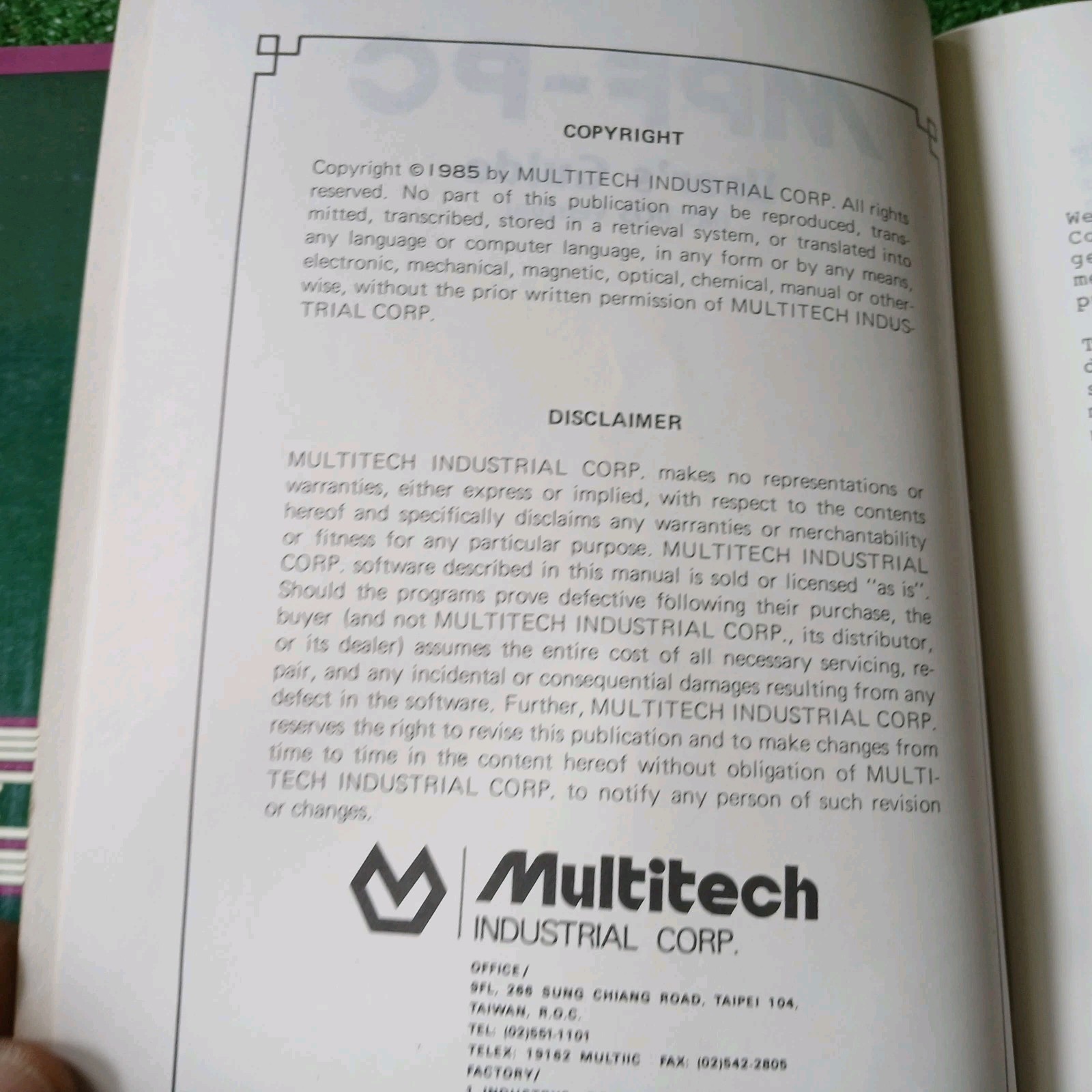 2 MICROSOFT MS-DOS/MPF-PC USER MANUALS 1983,1985 MULTITECH INDUSTRIAL CORP VTG