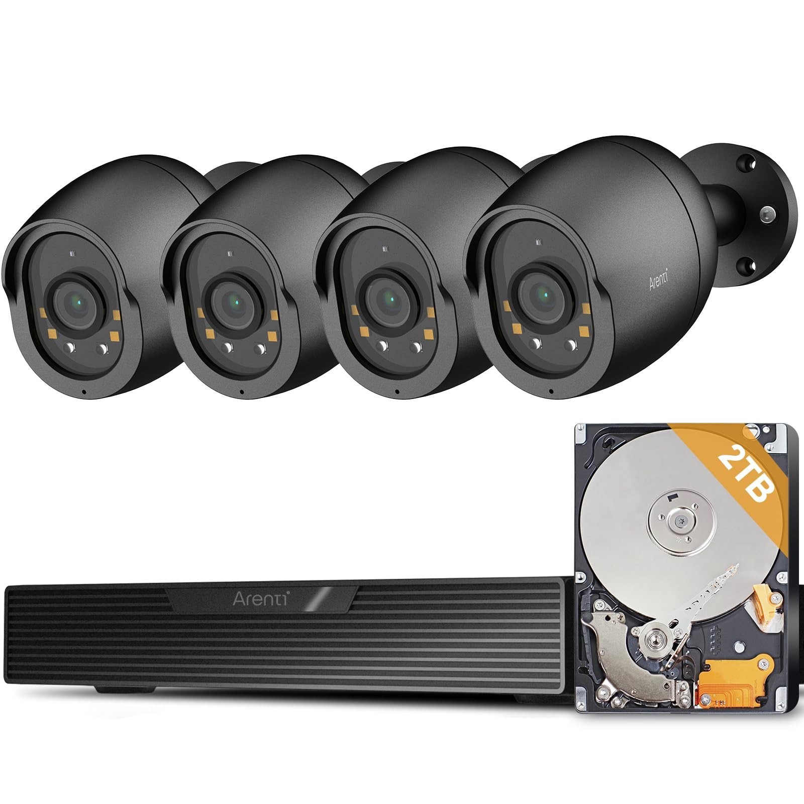ARENTI PoE Security Camera System, 5MP Cameras Outdoor with H.265 8CH NVR, Audio