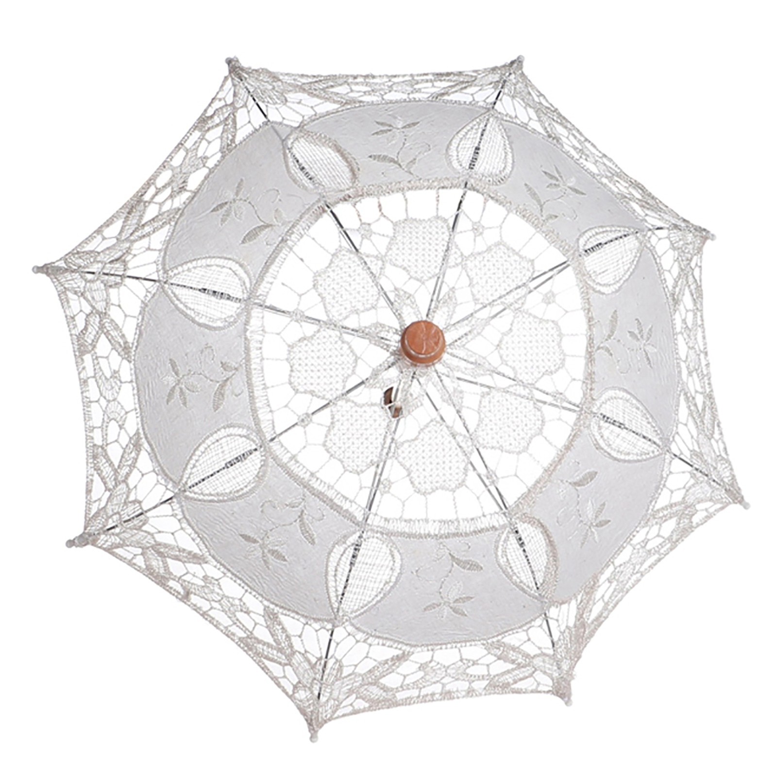 ♡ (Ivory Large)Lady Wedding Lace Umbrella Parasol Sun Umbrellas Party Bridal