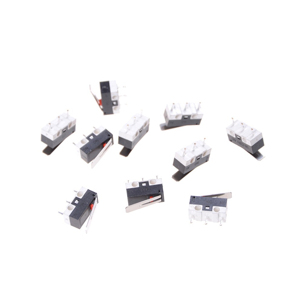 10Pcs Durable Plastic and Metal Micro Switch 3Pin Spdt for Electronic Use Multi