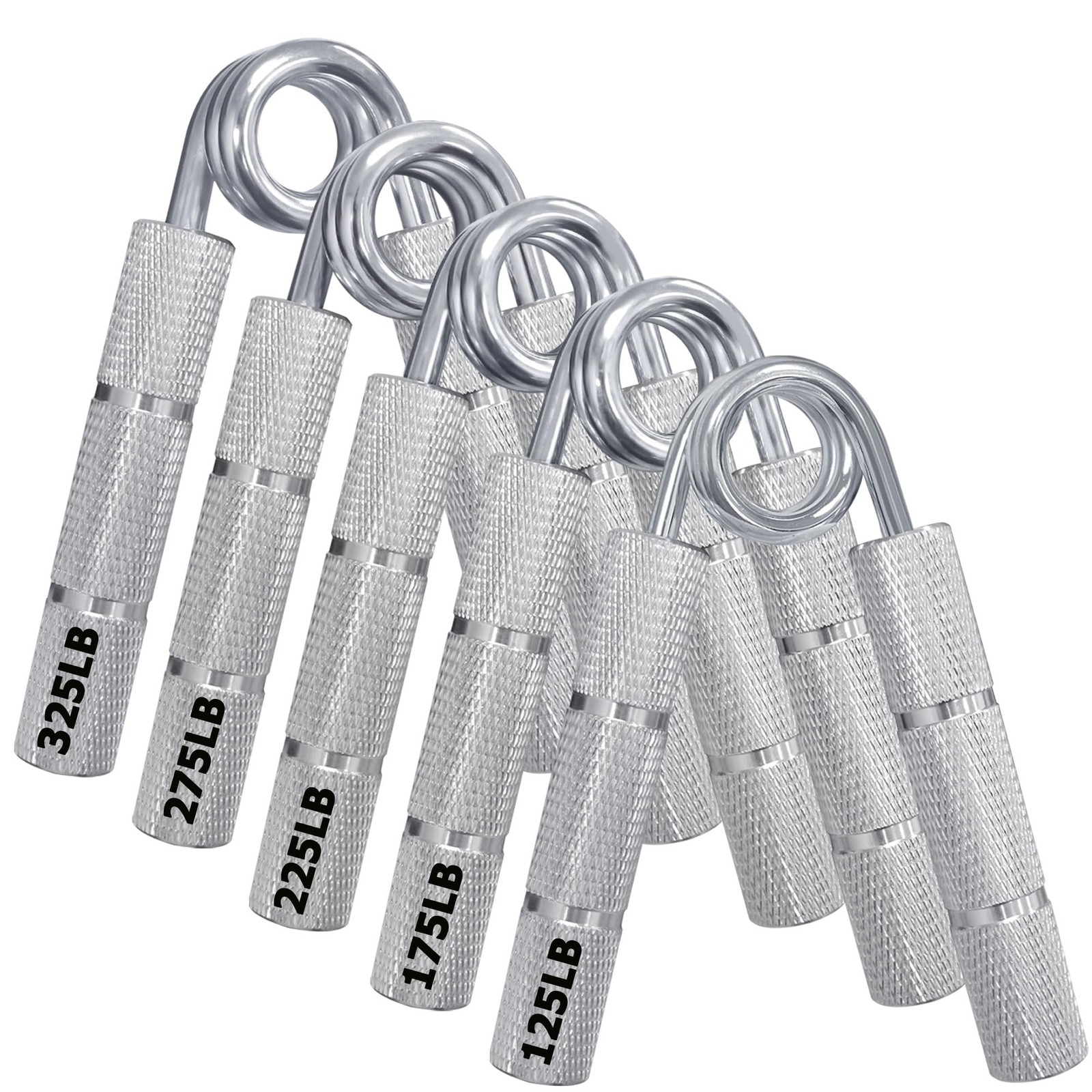 WANSPOORTS Silver Metal Hand Grip Set, 50LB-400LB No Slip Heavy-Duty Grip Streng