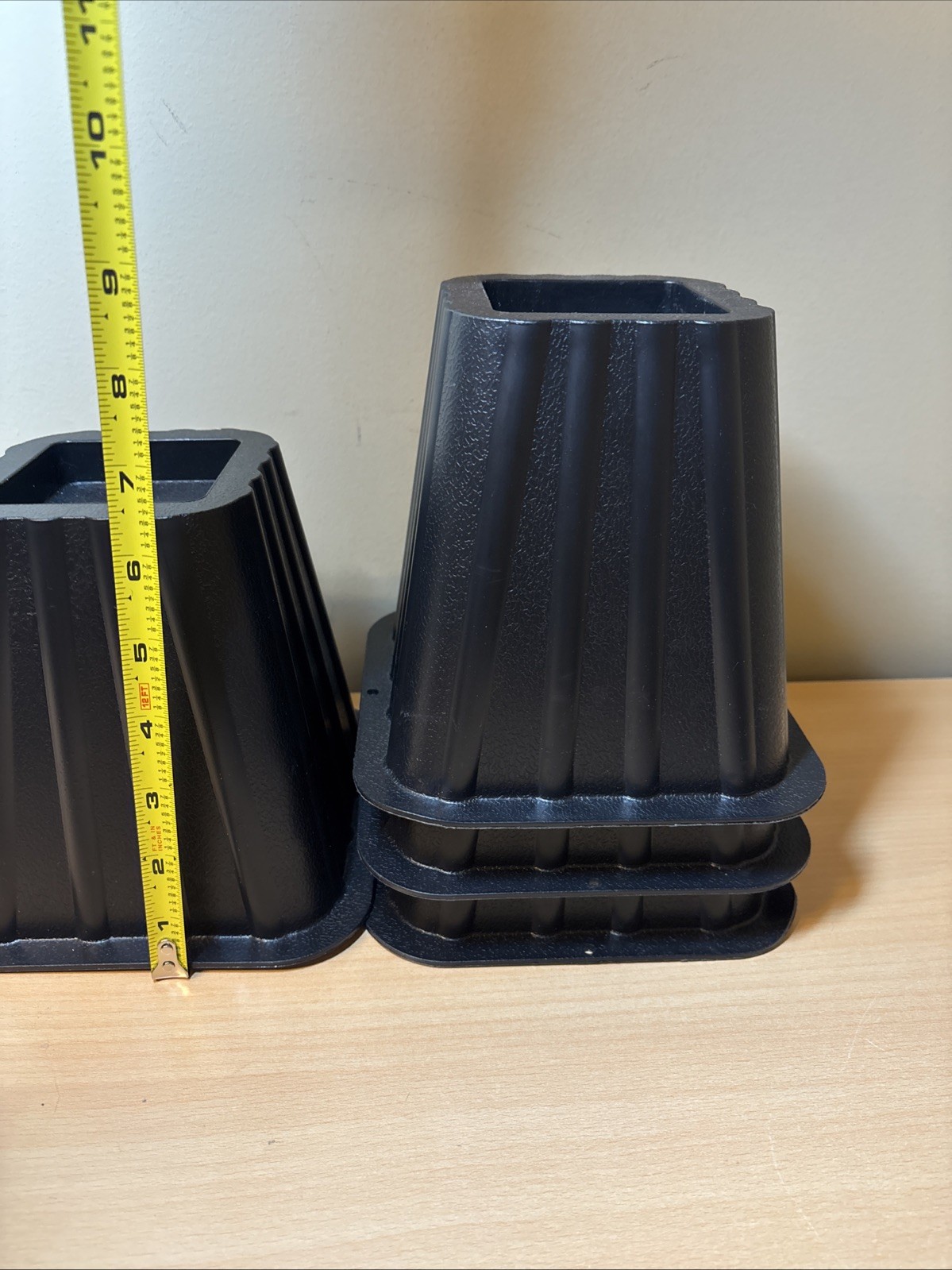 Set of 4 Black Bed Risers 6 1/4" X 6.5” Heavy Duty Furniture Lifts.