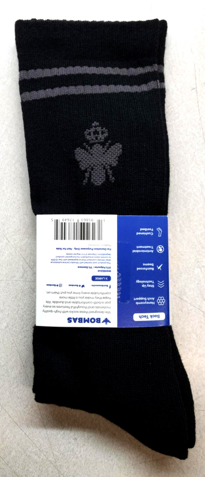 Bombas adult Black Socks Size xl Calf Socks 25 Pairs NEW