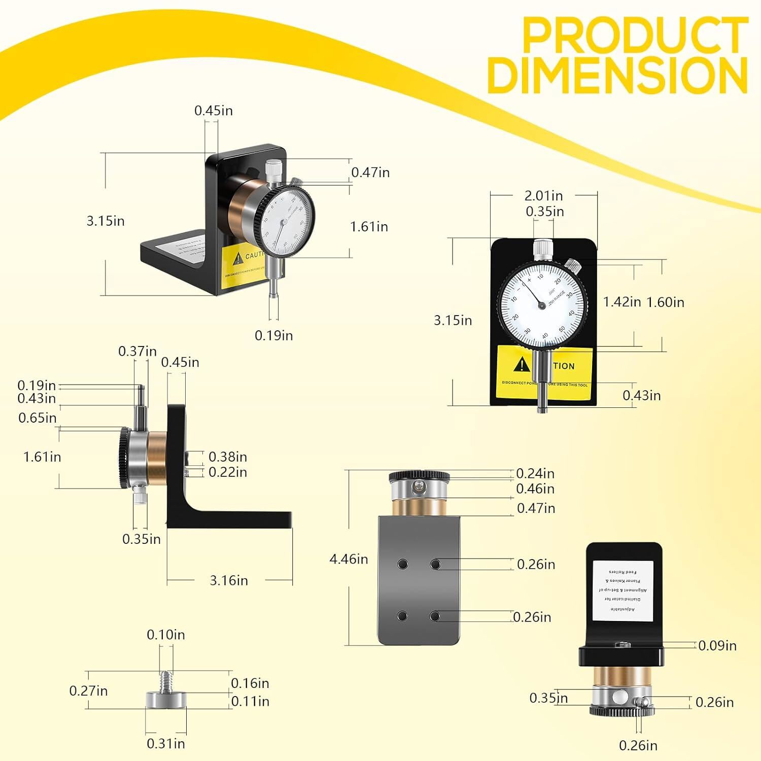 W1218A for Planers Dial Indicator Rotates 360° Durable Powerful Magnetic Base