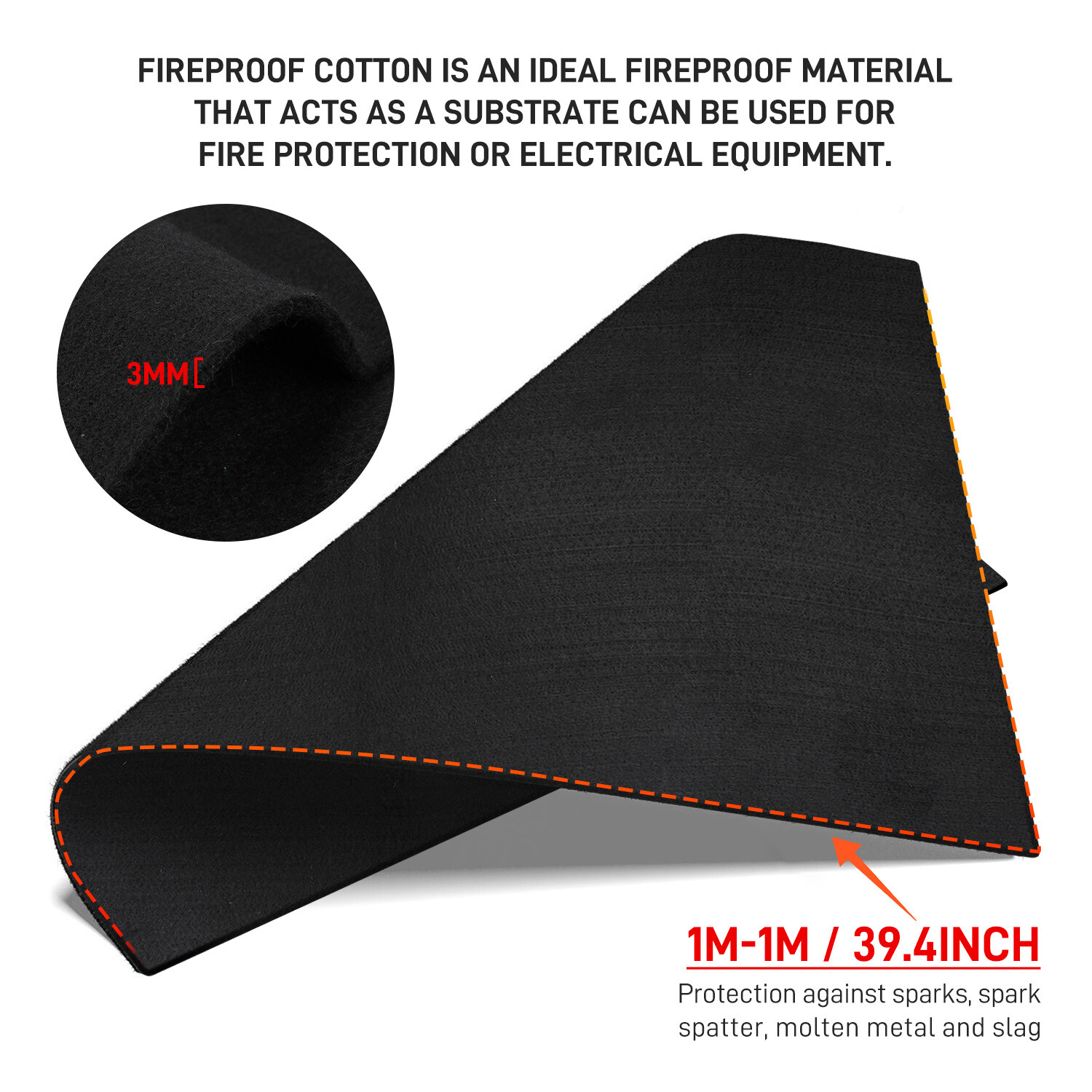 Blcak Fireproof Fireplace Carpet Grill Rugs Protection Mat Flame Resistant Pad