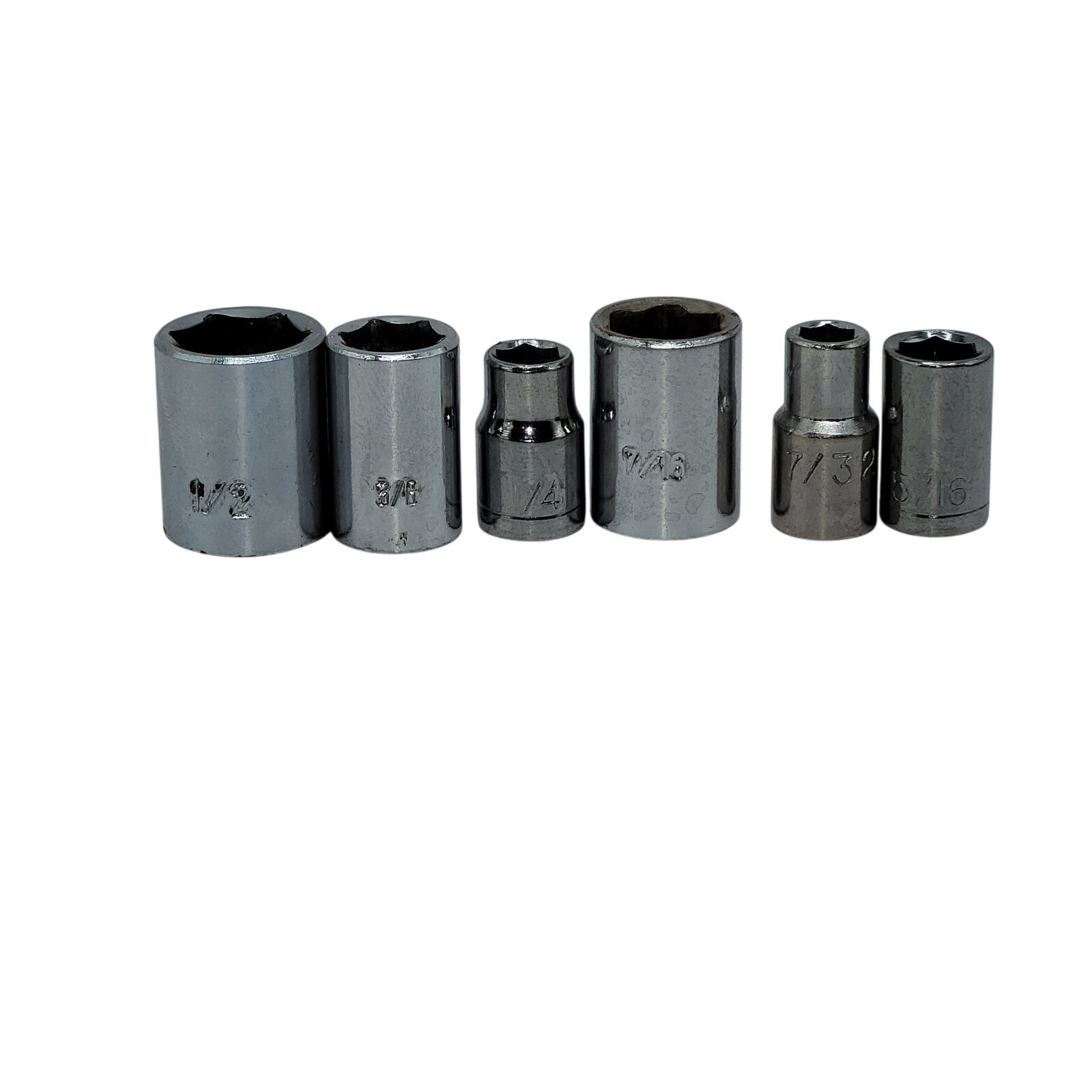 6pc 1/4" drive mixed socket lot SAE 6PT – see description for details