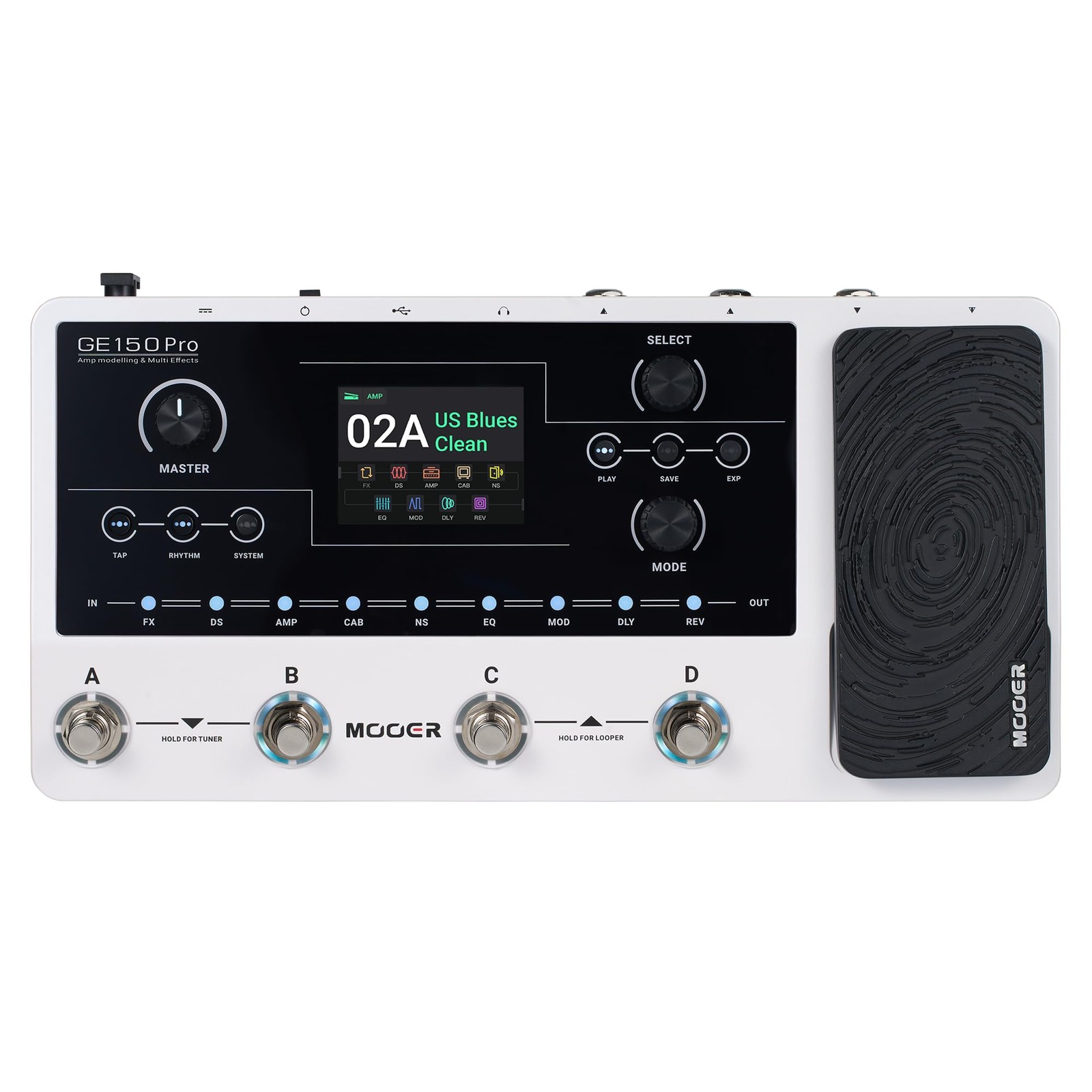 MOOER GE150 Pro Guitar Amp Modeler Multi Effects Pedal with Looper & USB