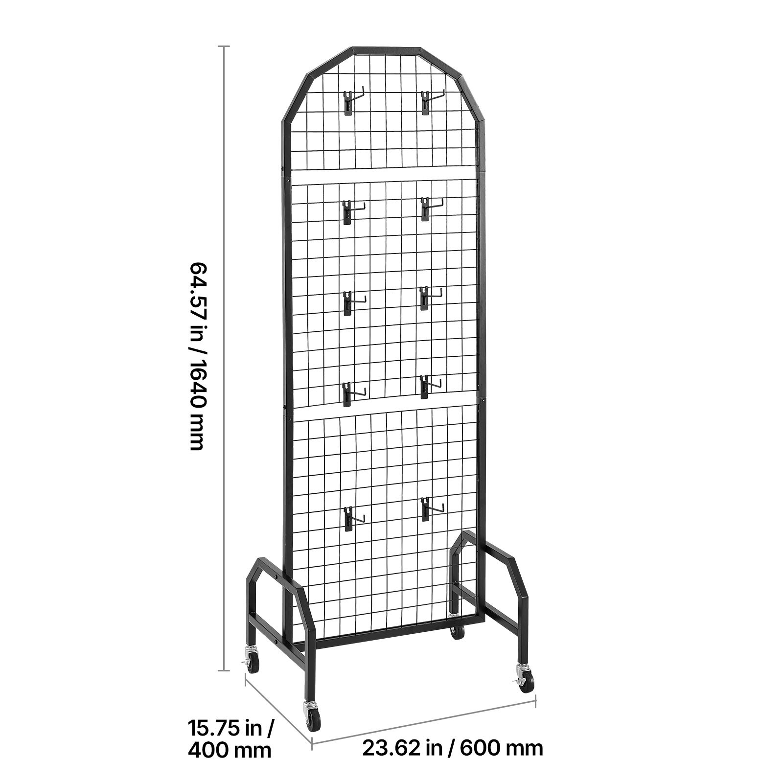 Uimoso 2-Pack Grid Wall Panels 1.9 x 5.4ft Wire Display Rack with Wheels & Hooks