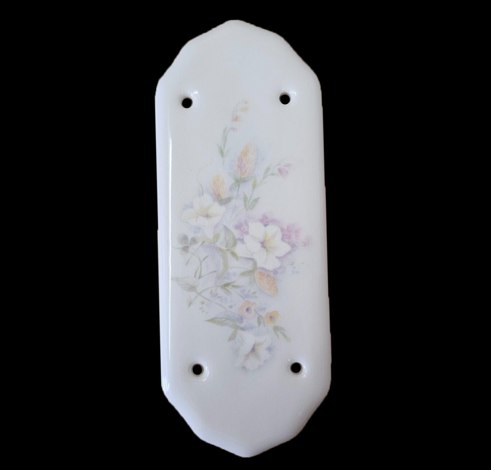 1 x White Ceramic Door Finger Push Plate Morning Mist