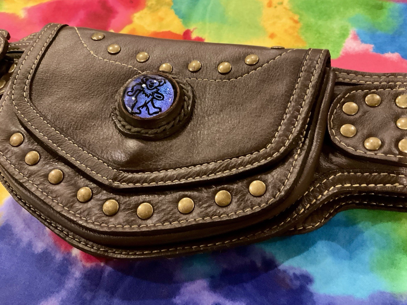 Grateful Dead Brown Leather Dancing Bear  Fanny Pack By Naytures Empire