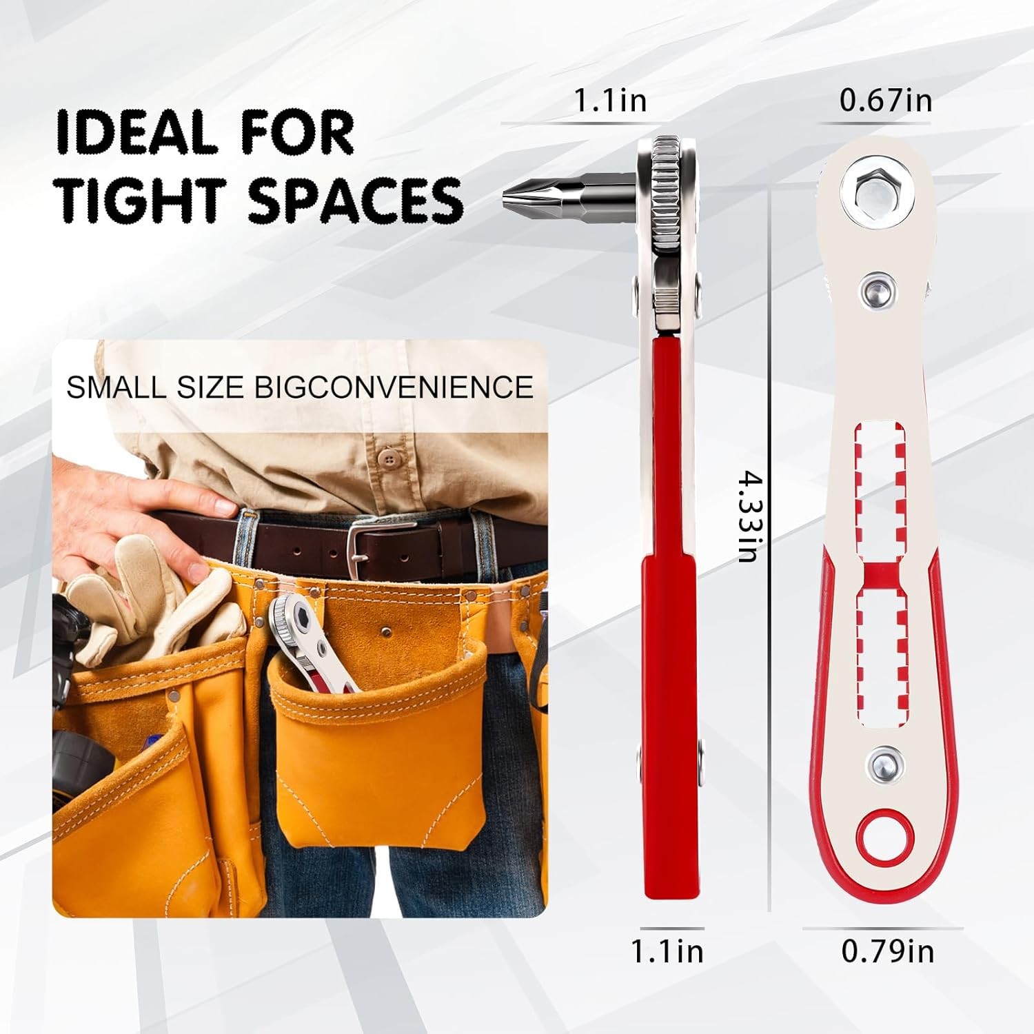 22-in-1 Magnetic Ratchet Screwdriver Set Mini Offset Wrench 20 Bits Tool Kit