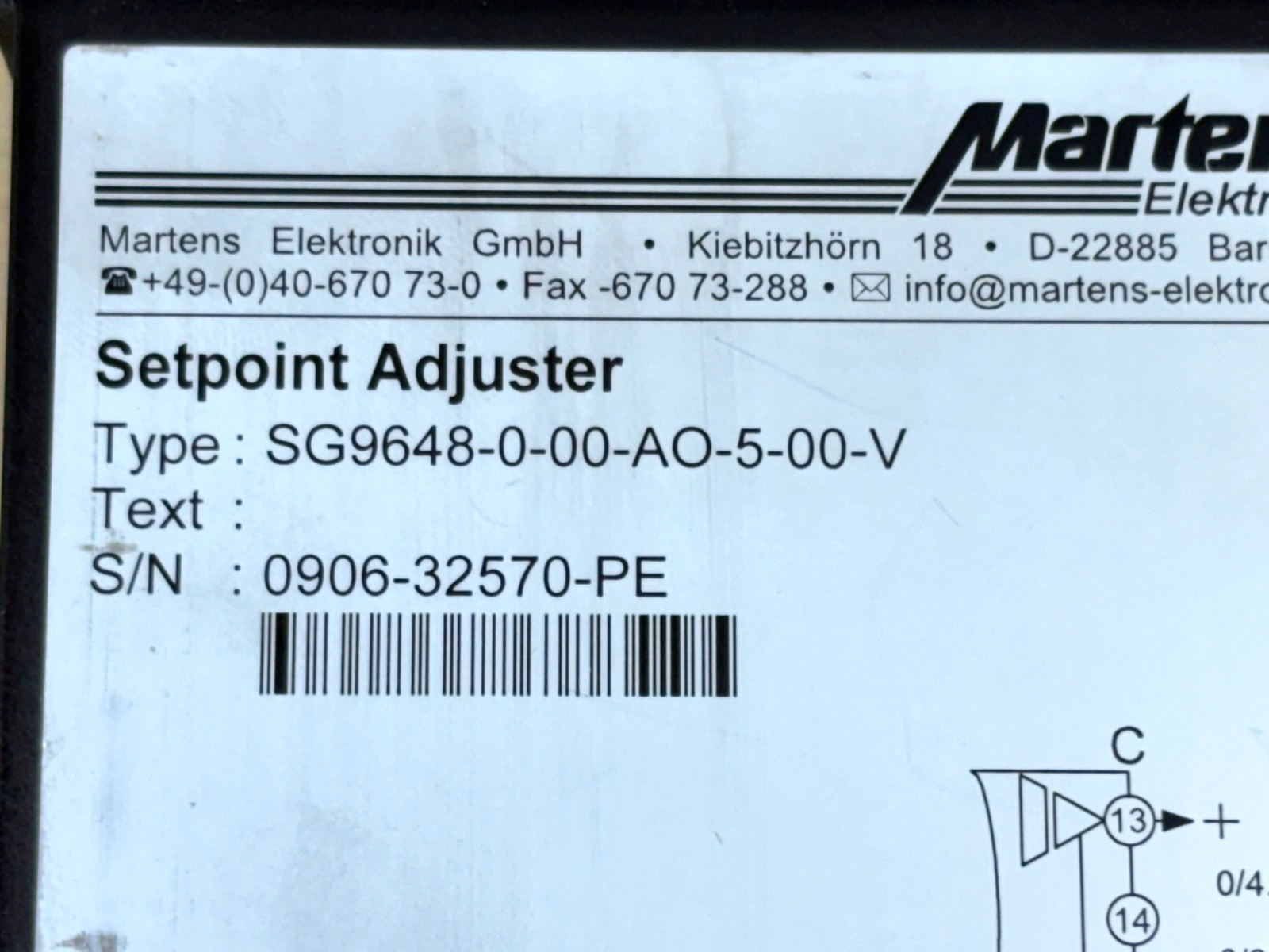 Martens SG9648-0-00-AO-5-00-V Setpoint Adjuster