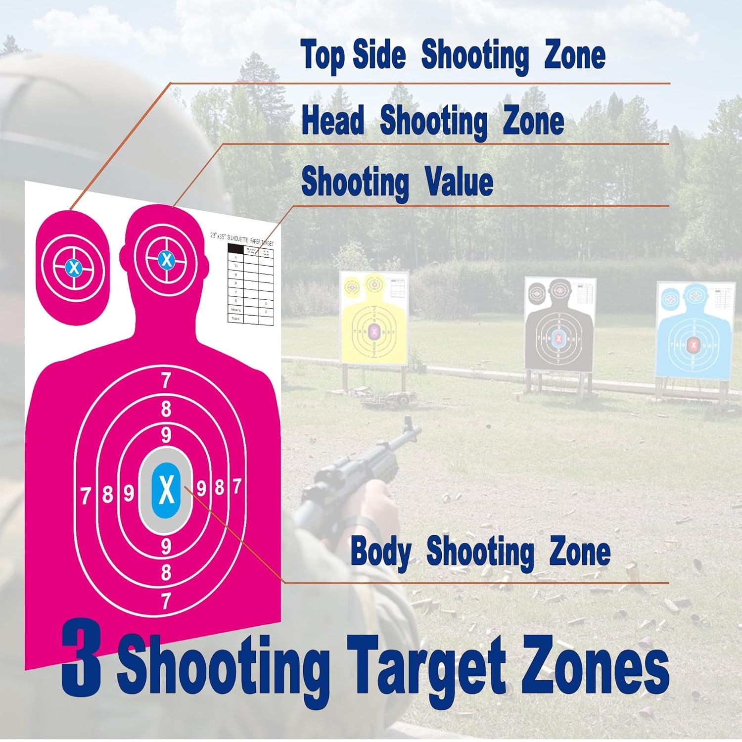 Paper Shooting Targets for Range Bulk 23"×35" Silhouette 12PC, Multicolor