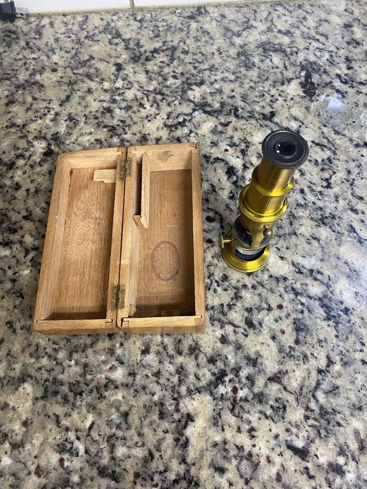 Antique Brass French Field Microscope Box