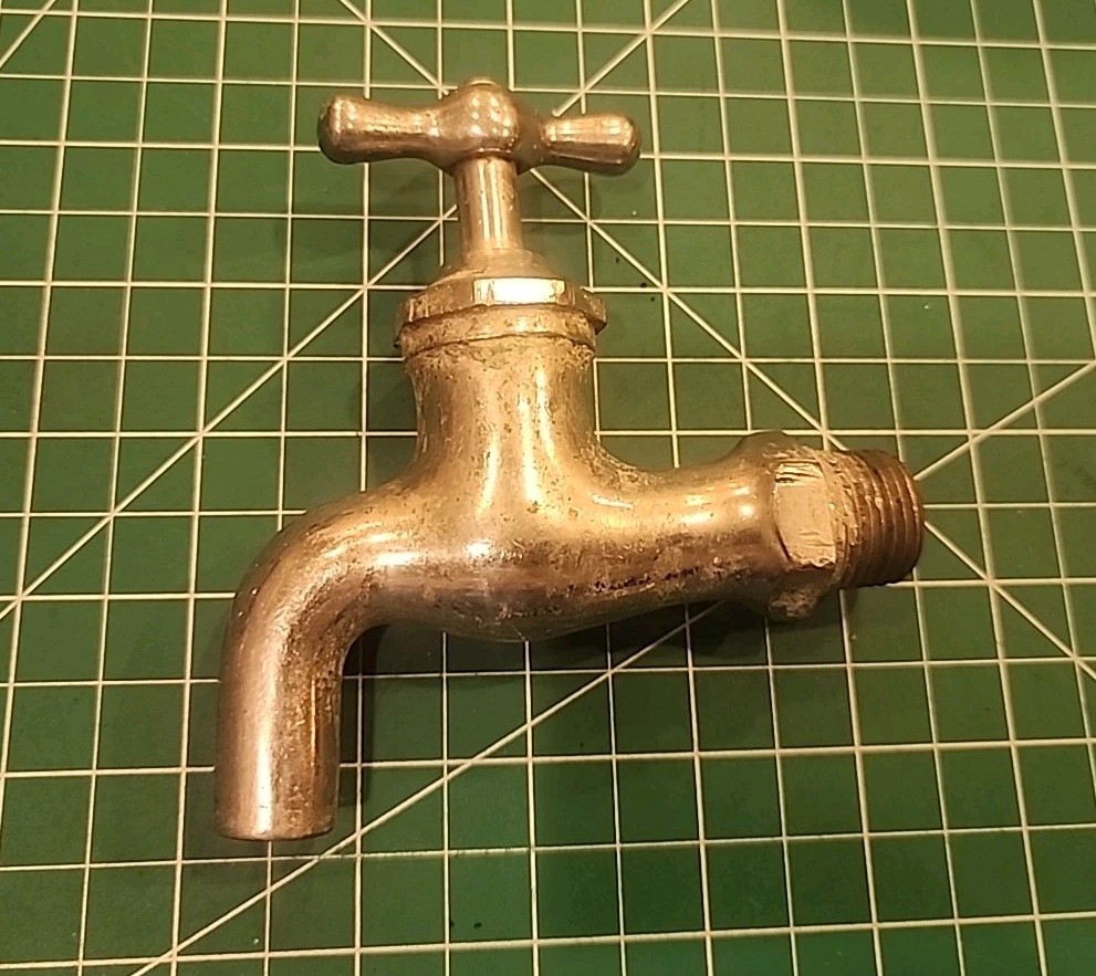 Vintage Nickel over Brass Water Faucet Spigot T-Handle - mjkV