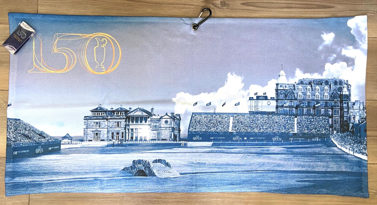 The Open St Andrews 150 150th Commemorative Logo 19x39 Photo Towel British Flag
