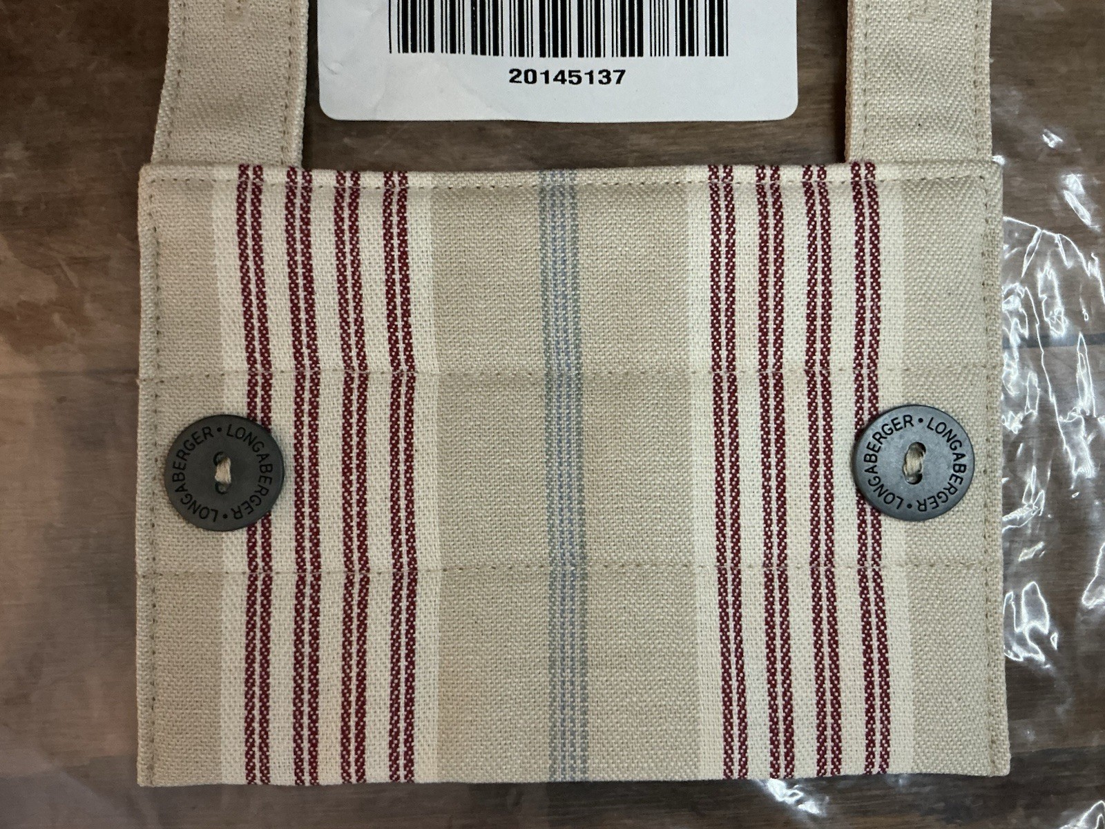 Longaberger ~ Awning Stripe ~ Button Handle Gripper ~ New