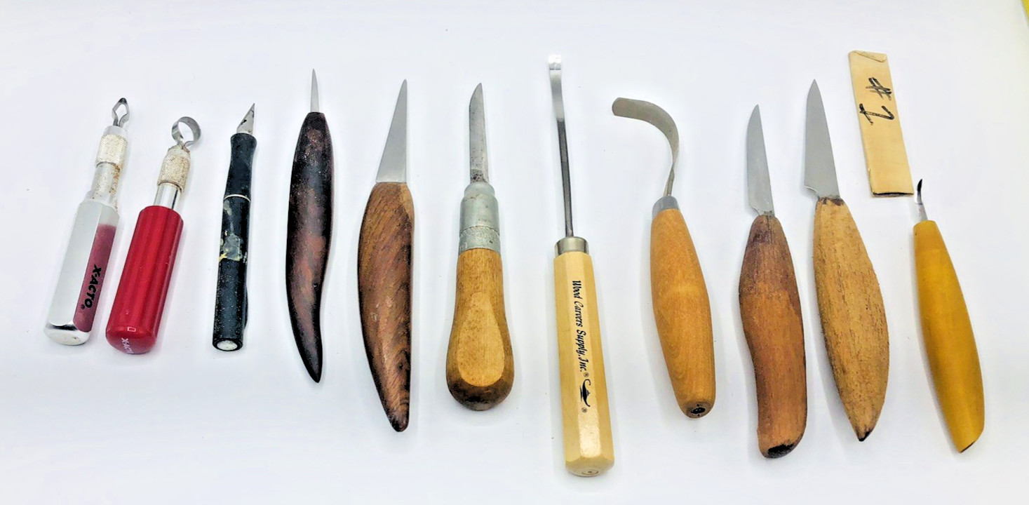 Lot 11 WOOD CARVING KNIFE WOODCARVING KNIVES CUSTOM rare whittling blade duck
