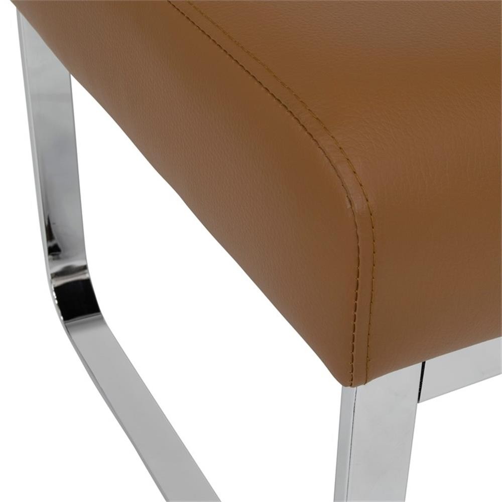 Studio Designs Home Allure Blended Leather Ottoman in Caramel Brown