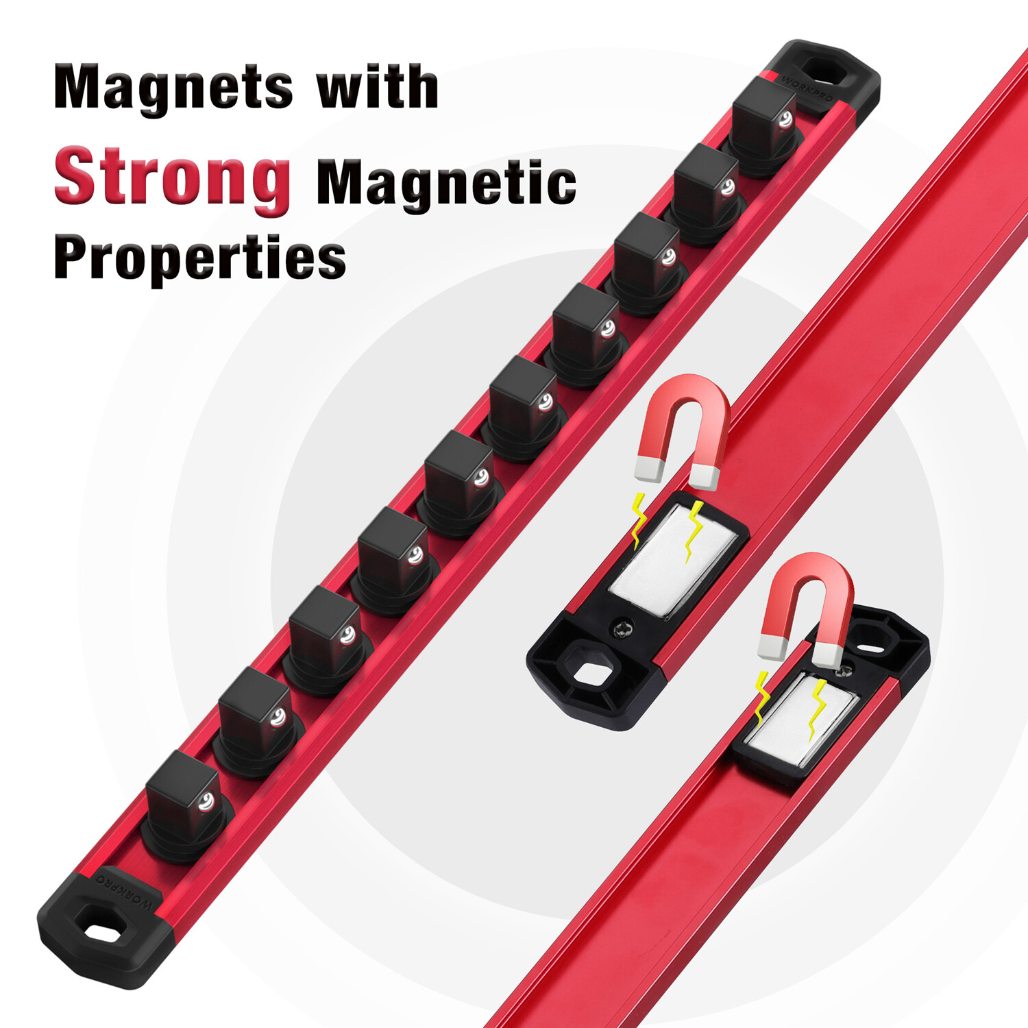 NEW 3-PACK Magnetic Socket Organizer Set 1/4" 3/8" 1/2" Drive Socket Holder Rack